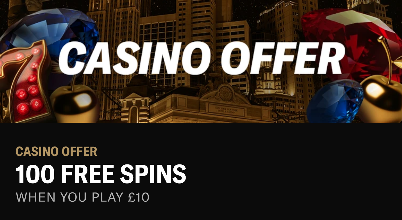 BetMGM's casino welcome offer - stake £10 to get 100 free spins